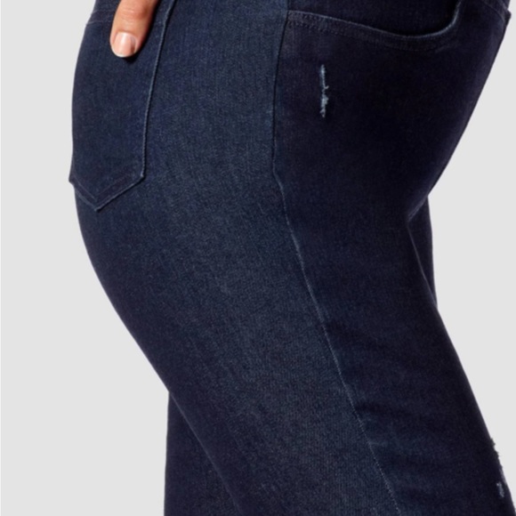 HUE Distressed Denim Skinny Pull on Elastic Waistband Jeans Leggings XL 16/18 - Picture 2 of 8